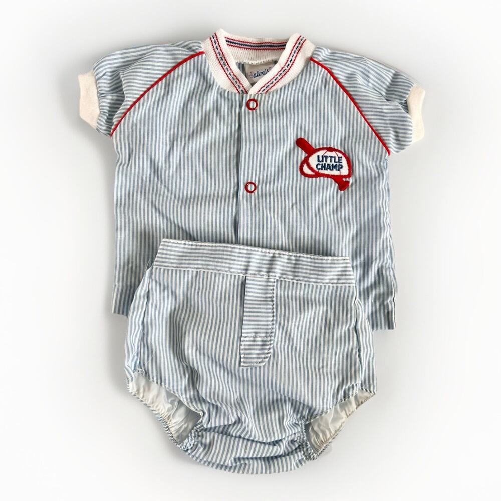 Alexis Baby Boy Baseball Jersey Shorts Booties Outfit 3M 10-13 lbs USA Vtg 80s